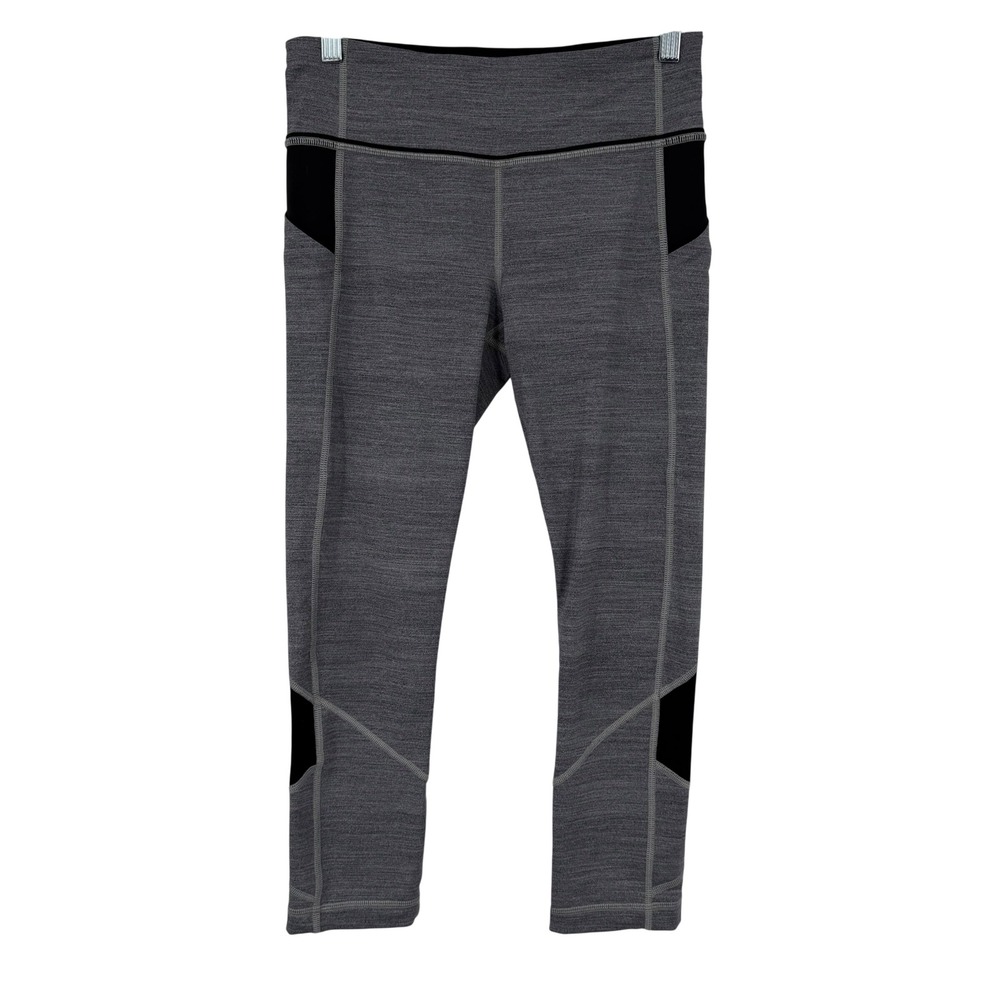 Lululemon Speed Track Tight Women's 6 Gray Heathered Mesh Panel Crop Leggings